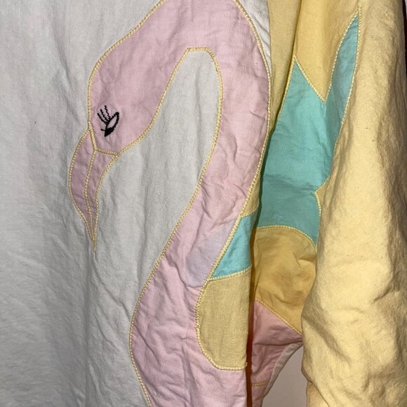 Coco Bay Miami Vintage Womens Top Size Large White Long Sleeve Flamingo Cotton - Picture 7 of 11